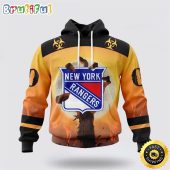 Personalized NHL New York Rangers All Over Print 3D Hoodie Special Zombie Design For Halloween