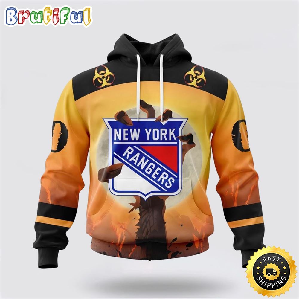 Personalized NHL New York Rangers All Over Print 3D Hoodie Special Zombie Design For Halloween Personalized NHL New York Rangers All Over Print 3D Hoodie Special Zombie Design For Halloween