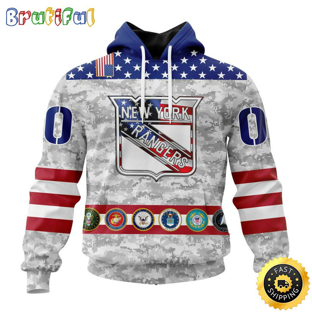 Personalized NHL New York Rangers Hoodie Armed Forces Appreciation All Over Print 3D Hoodie Unisex Tshirt Hoodie