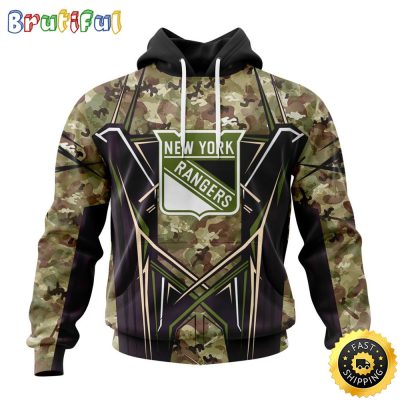 Personalized NHL New York Rangers Hoodie Special Camo Color Design All Over Print 3D Unisex Hoodie