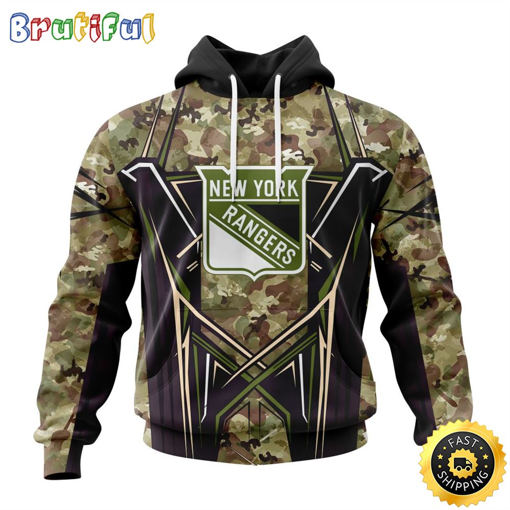 Personalized NHL New York Rangers Hoodie Special Camo Color Design All Over Print 3D Unisex Hoodie