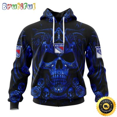 Personalized NHL New York Rangers Hoodie Special Design With Skull Art All Over Print 3D Hoodie Unisex Tshirt Hoodie