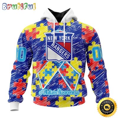 Personalized NHL New York Rangers Special Autism Awareness Month All Over Print 3D Hoodie Unisex Hoodie