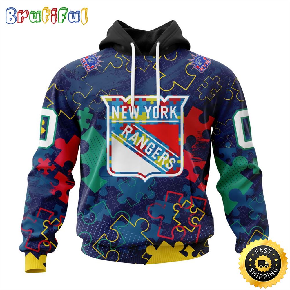 Personalized NHL New York Rangers Specialized Fearless Against Autism All Over Print 3D Hoodie Unisex Hoodie