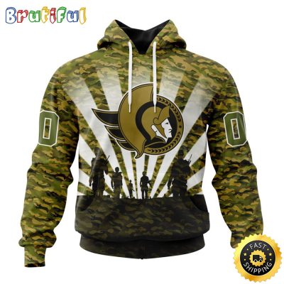 Personalized NHL Ottawa Senators All Over Print 3D Hoodie Military Camo Kits For Veterans Day And Rememberance Day
