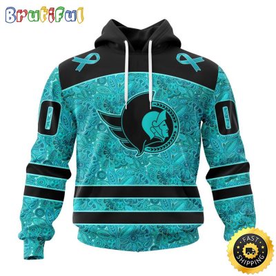 Personalized NHL Ottawa Senators All Over Print 3D Hoodie Special Design Fight Ovarian Cancer Gift For Football Fans