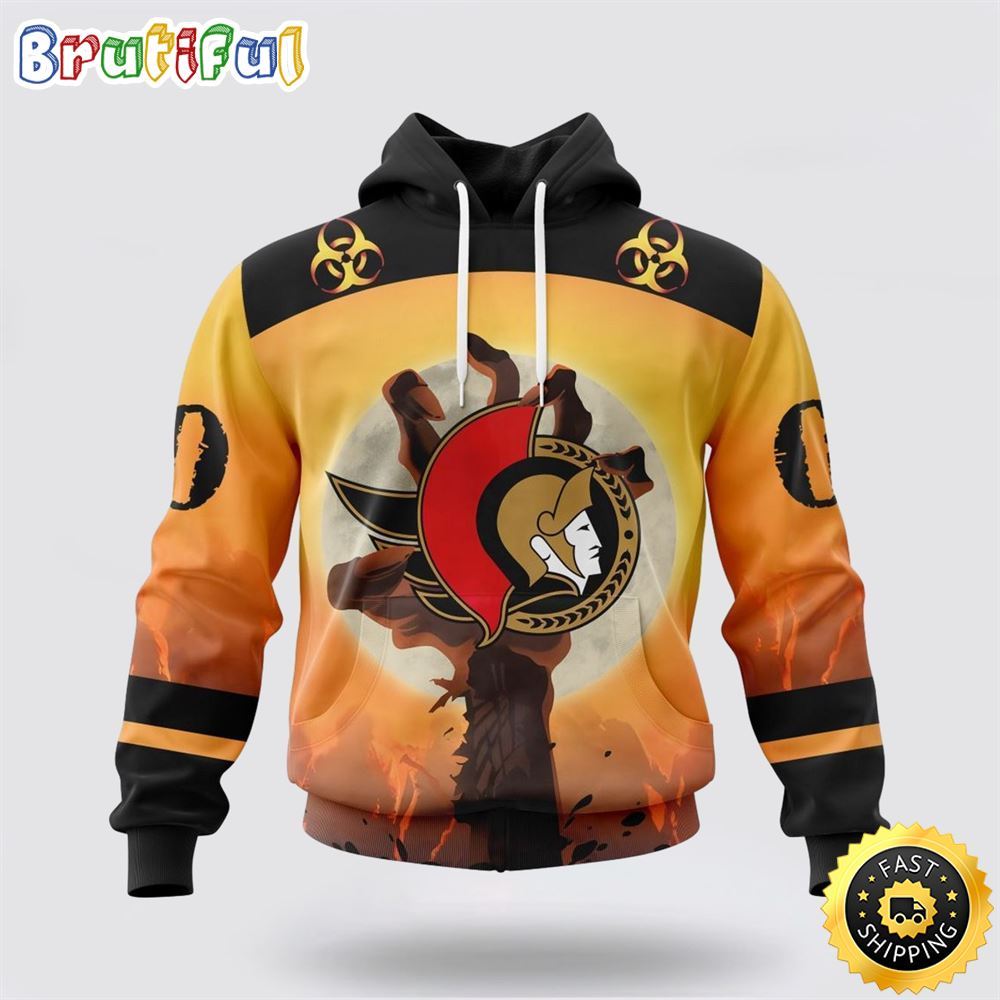 Personalized NHL Ottawa Senators All Over Print 3D Hoodie Special Zombie Design For Halloween Personalized NHL Ottawa Senators All Over Print 3D Hoodie Special Zombie Design For Halloween