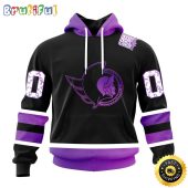 Personalized NHL Ottawa Senators Hoodie Special Black Hockey Fights Cancer All Over Print 3D Hoodie Unisex Hoodie