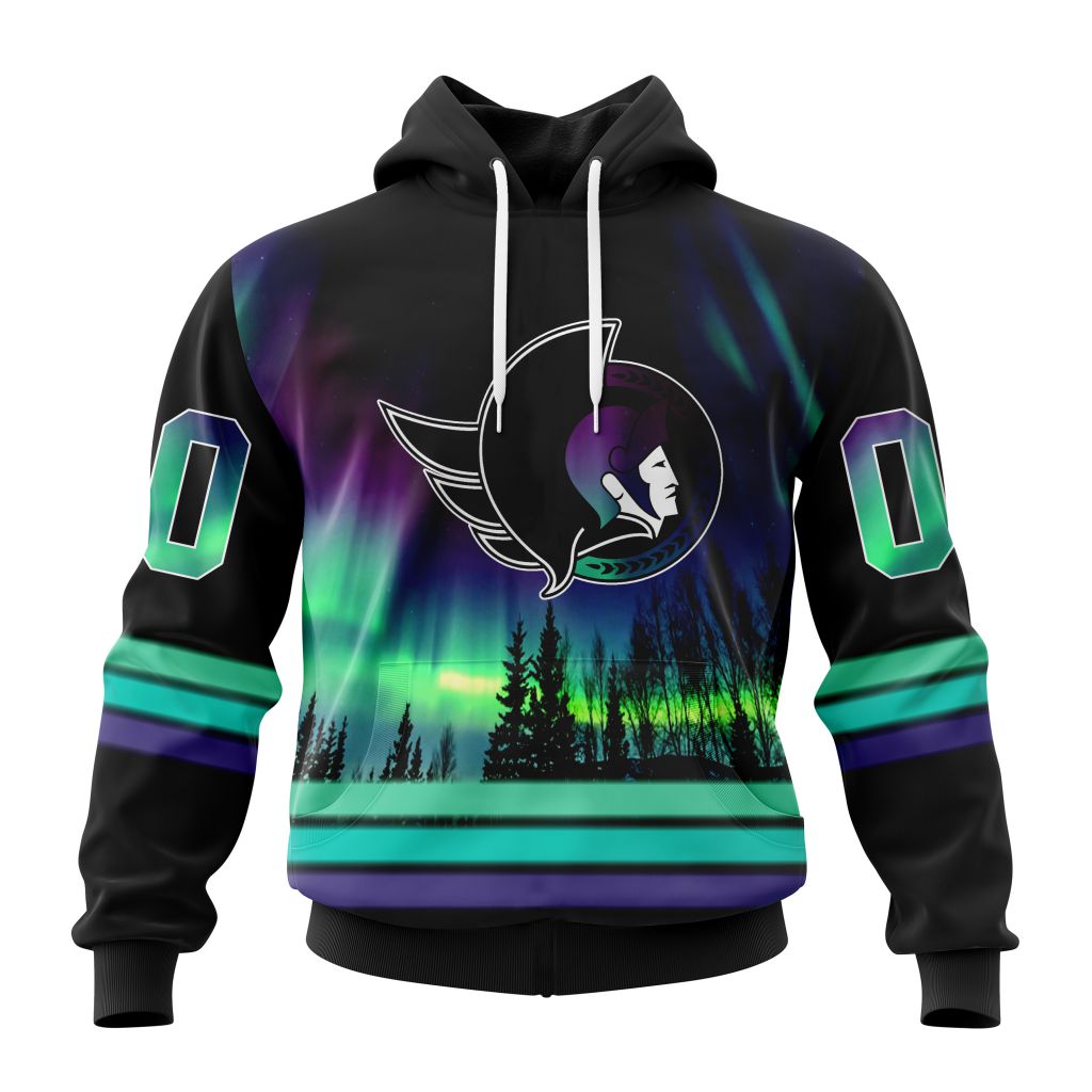 Personalized NHL Ottawa Senators Hoodie Special Design With Northern Lights All Over Print 3D Hoodie Unisex