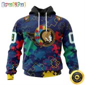 Personalized NHL Ottawa Senators Specialized Fearless Against Autism All Over Print 3D Hoodie Unisex Hoodie