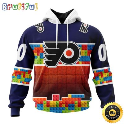 Personalized NHL Philadelphia Flyers All Over Print 3D Hoodie Autism Awareness Design Unisex Hoodie
