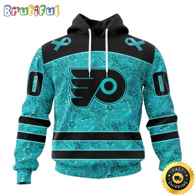 Personalized NHL Philadelphia Flyers All Over Print 3D Hoodie Special Design Fight Ovarian Cancer Gift For Football Fans