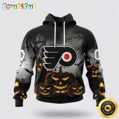 Personalized NHL Philadelphia Flyers All Over Print 3D Hoodie Special Design Pumpkins For Halloween