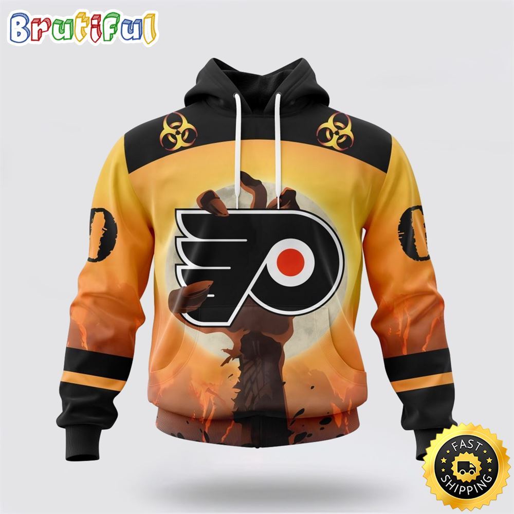 Personalized NHL Philadelphia Flyers All Over Print 3D Hoodie Special Zombie Design For Halloween Personalized NHL Philadelphia Flyers All Over Print 3D Hoodie Special Zombie Design For Halloween
