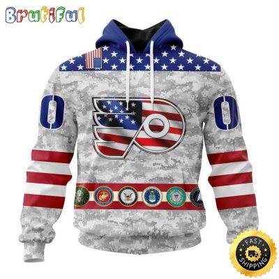 Personalized NHL Philadelphia Flyers Hoodie Armed Forces Appreciation All Over Print 3D Hoodie Unisex Tshirt Hoodie