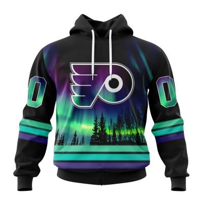 Personalized NHL Philadelphia Flyers Hoodie Special Design With Northern Lights All Over Print 3D Hoodie Unisex
