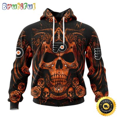 Personalized NHL Philadelphia Flyers Hoodie Special Design With Skull Art All Over Print 3D Hoodie Unisex Tshirt Hoodie