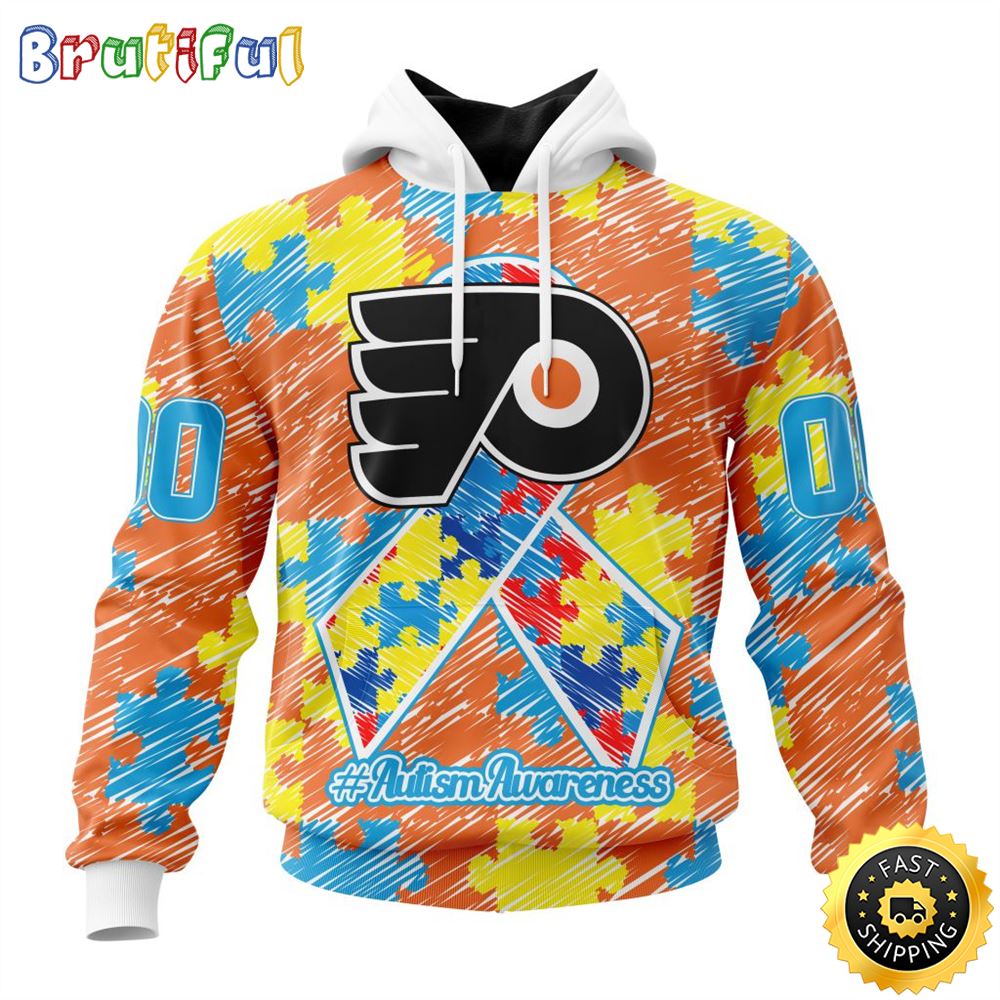 Personalized NHL Philadelphia Flyers Special Autism Awareness Month All Over Print 3D Hoodie Unisex Hoodie