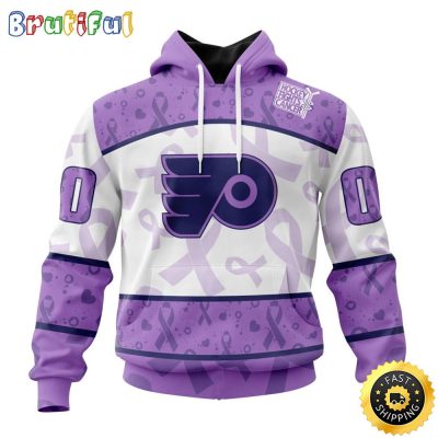 Personalized NHL Philadelphia Flyers Special Lavender Hockey Fights Cancer All Over Print 3D Hoodie Unisex Hoodie Tshirt Sweatshirt