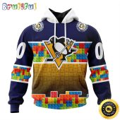Personalized NHL Pittsburgh Penguins All Over Print 3D Hoodie Autism Awareness Design Unisex Hoodie