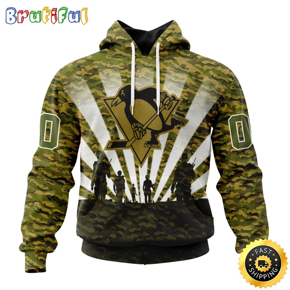 Personalized NHL Pittsburgh Penguins All Over Print 3D Hoodie Military Camo Kits For Veterans Day And Rememberance Day