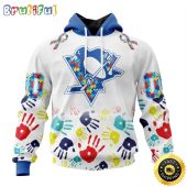 Personalized NHL Pittsburgh Penguins Autism Awareness Hands Design All Over Print 3D Hoodie Unisex Hoodie