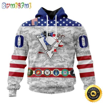 Personalized NHL Pittsburgh Penguins Hoodie Armed Forces Appreciation All Over Print 3D Hoodie Unisex Tshirt Hoodie