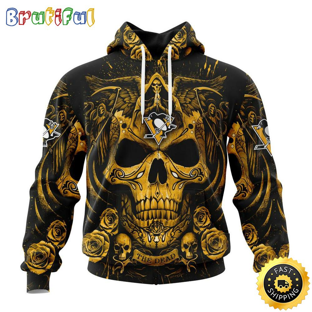 Personalized NHL Pittsburgh Penguins Hoodie Special Design With Skull Art All Over Print 3D Hoodie Unisex Tshirt Hoodie