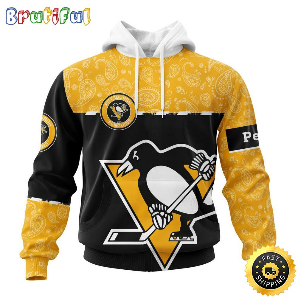 Personalized NHL Pittsburgh Penguins Hoodie Specialized Hockey With Paisley All Over Print Hoodie Unisex Tshirt Hoodie
