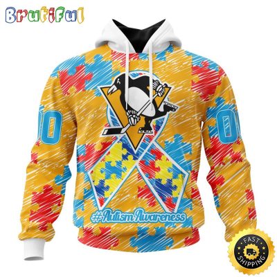 Personalized NHL Pittsburgh Penguins Special Autism Awareness Month All Over Print 3D Hoodie Unisex Hoodie