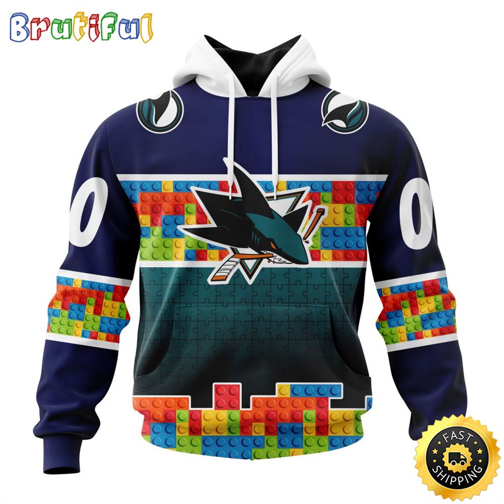 Personalized NHL San Jose Sharks All Over Print 3D Hoodie Autism Awareness Design Unisex Hoodie Personalized NHL San Jose Sharks All Over Print 3D Hoodie Autism Awareness Design Unisex Hoodie