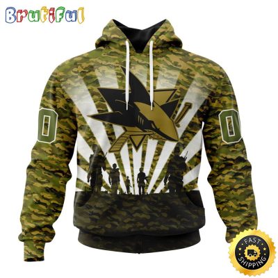 Personalized NHL San Jose Sharks All Over Print 3D Hoodie Military Camo Kits For Veterans Day And Rememberance Day