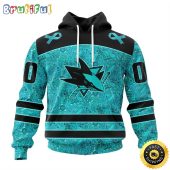 Personalized NHL San Jose Sharks All Over Print 3D Hoodie Special Design Fight Ovarian Cancer Gift For Football Fans