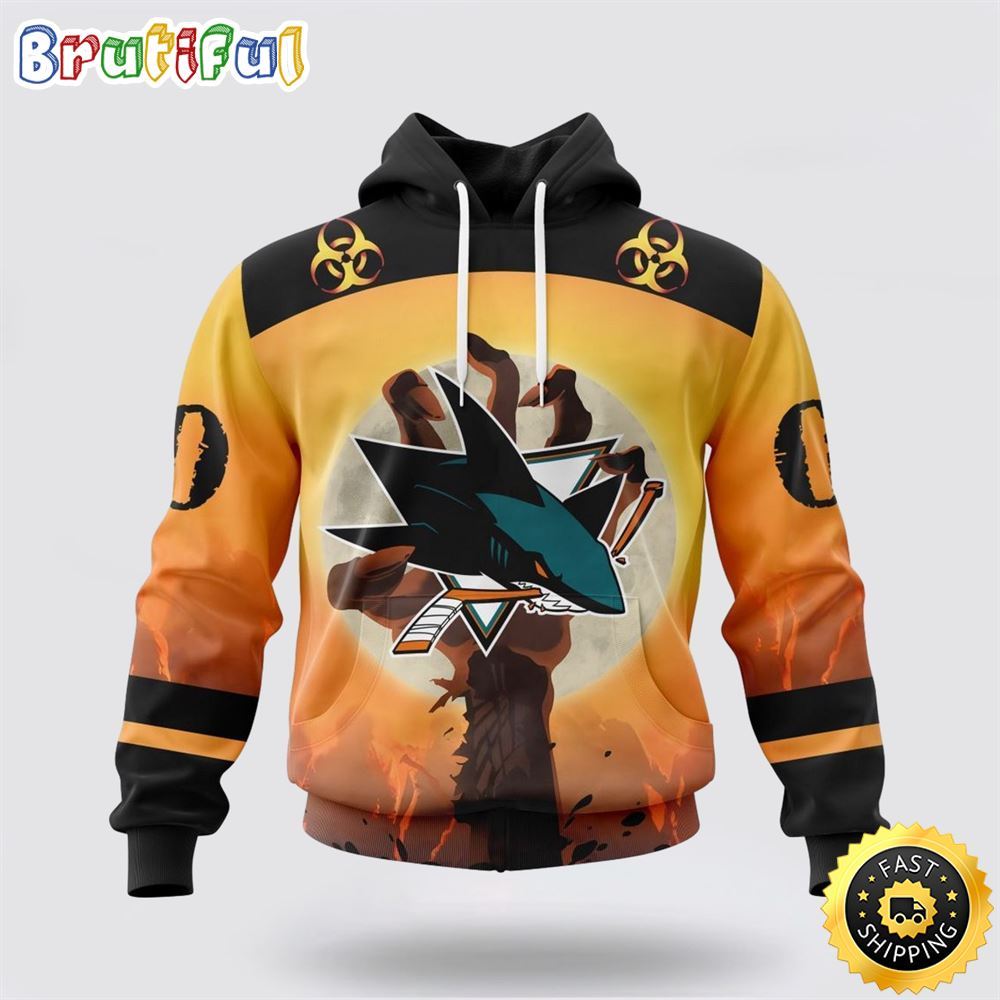 Personalized NHL San Jose Sharks All Over Print 3D Hoodie Special Zombie Design For Halloween Personalized NHL San Jose Sharks All Over Print 3D Hoodie Special Zombie Design For Halloween