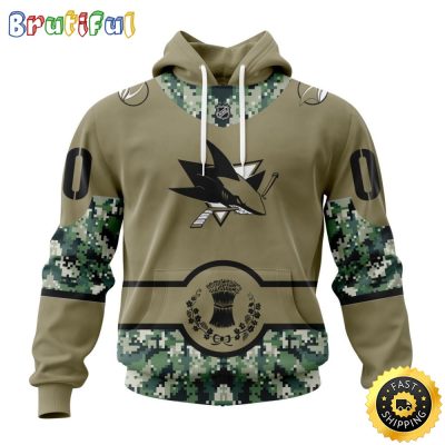 Personalized NHL San Jose Sharks Hoodie Military Camo With City Or State Flag 3D Hoodie Unisex Tshirt Hoodie