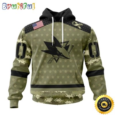 Personalized NHL San Jose Sharks Hoodie Special Camo Military Appreciation All Over Print 3D Hoodie Unisex Hoodie