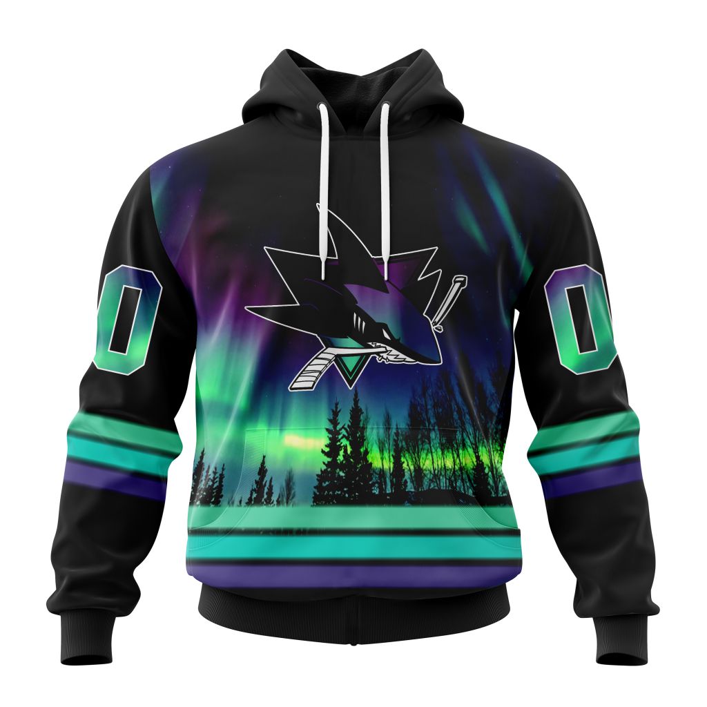 Personalized NHL San Jose Sharks Hoodie Special Design With Northern Lights All Over Print 3D Hoodie Unisex Personalized NHL San Jose Sharks Hoodie Special Design With Northern Lights All Over Print 3D Hoodie Unisex