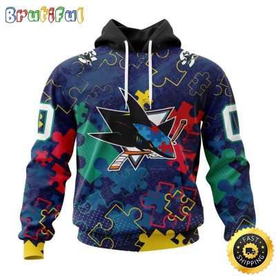 Personalized NHL San Jose Sharks Specialized Fearless Against Autism All Over Print 3D Hoodie Unisex Hoodie