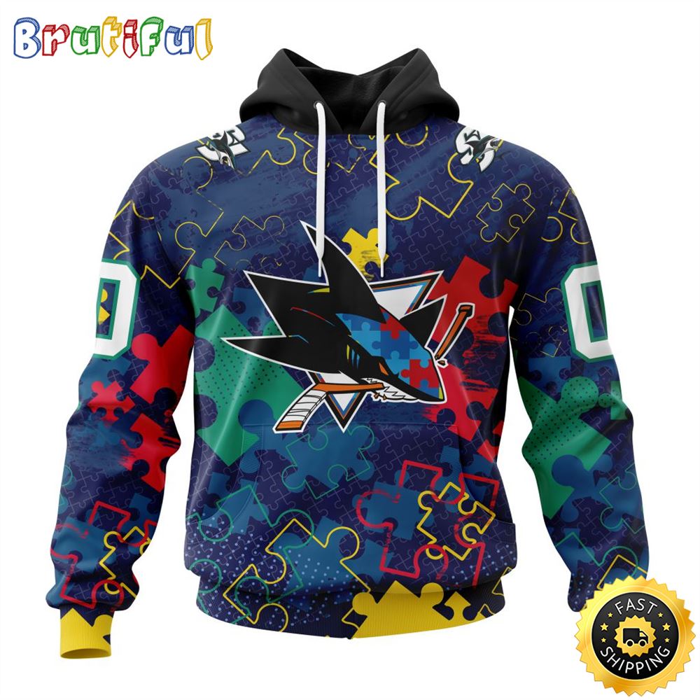 Personalized NHL San Jose Sharks Specialized Fearless Against Autism All Over Print 3D Hoodie Unisex Hoodie