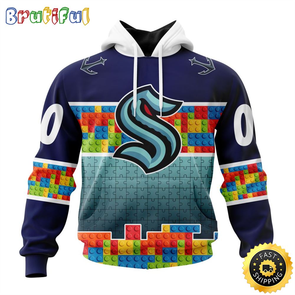Personalized NHL Seattle Kraken All Over Print 3D Hoodie Autism Awareness Design Unisex Hoodie Personalized NHL Seattle Kraken All Over Print 3D Hoodie Autism Awareness Design Unisex Hoodie