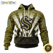 Personalized NHL Seattle Kraken All Over Print 3D Hoodie Military Camo Kits For Veterans Day And Rememberance Day