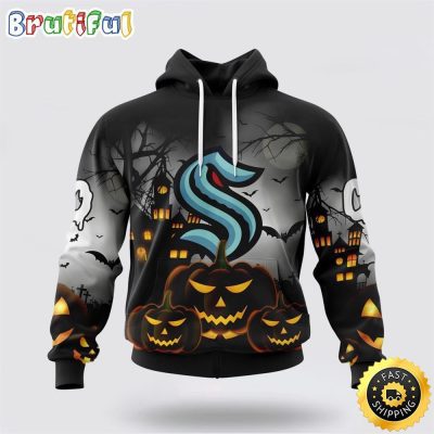 Personalized NHL Seattle Kraken All Over Print 3D Hoodie Special Design Pumpkins For Halloween