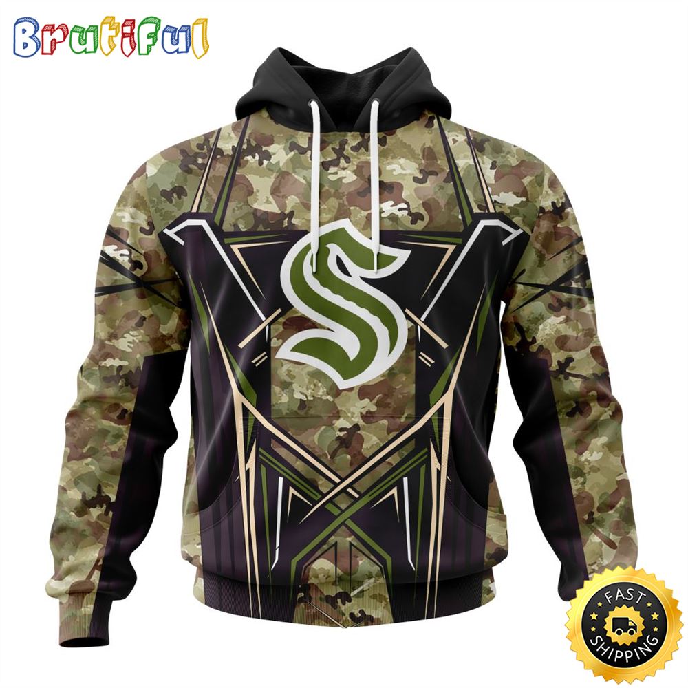 Personalized NHL Seattle Kraken Hoodie Special Camo Color Design All Over Print 3D Unisex Hoodie Personalized NHL Seattle Kraken Hoodie Special Camo Color Design All Over Print 3D Unisex Hoodie