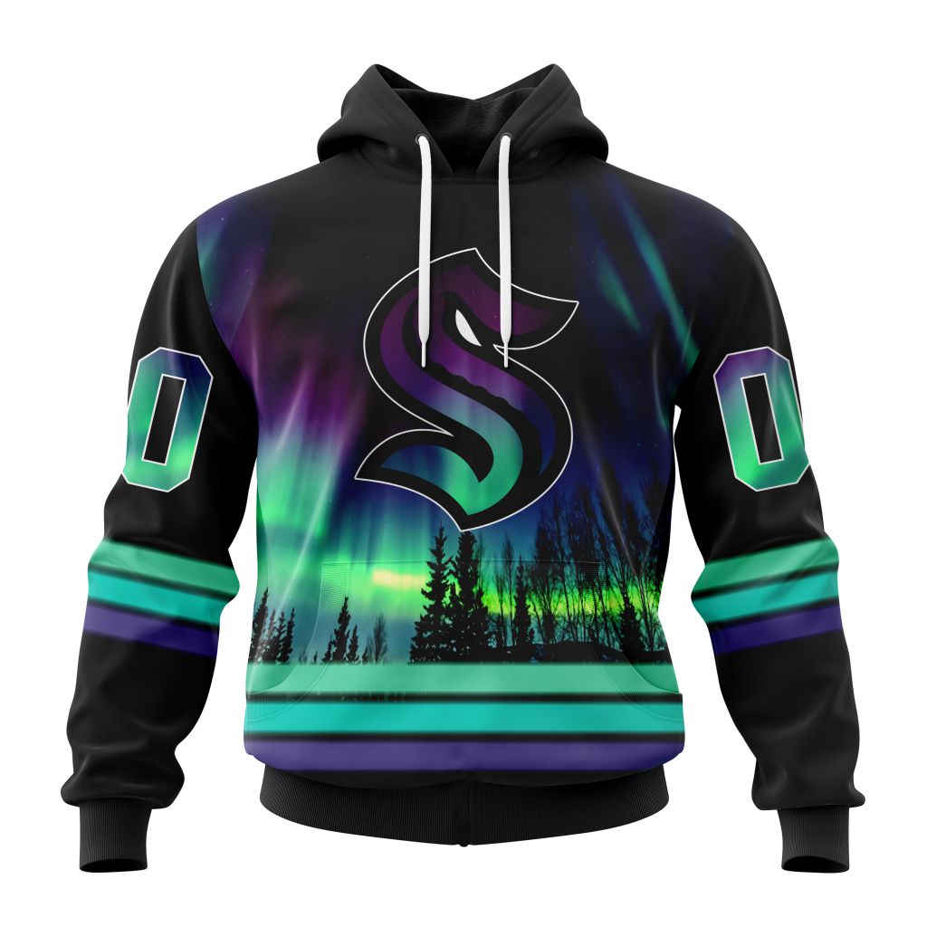Personalized NHL Seattle Kraken Hoodie Special Design With Northern Lights All Over Print 3D Hoodie Unisex