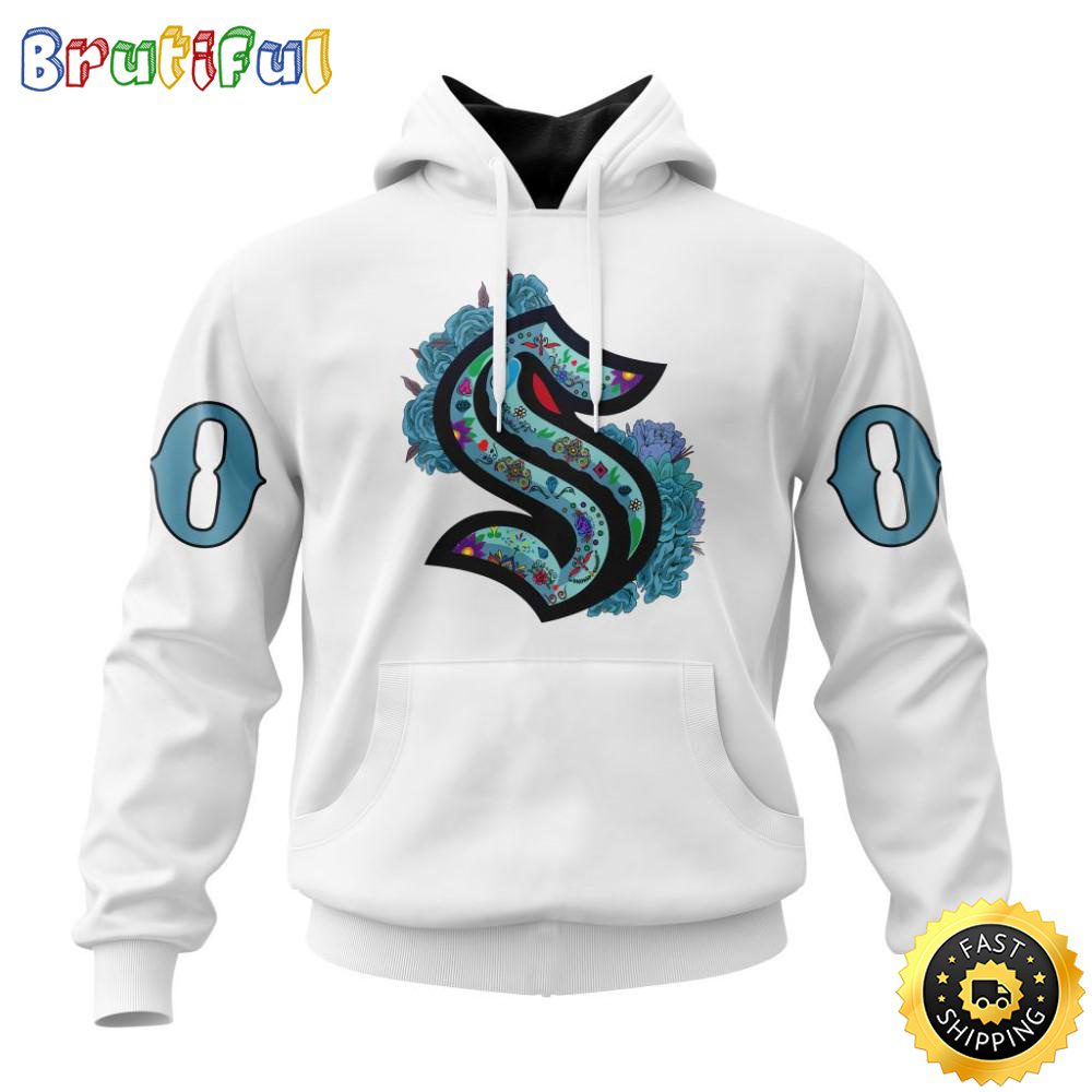 Personalized NHL Seattle Kraken Hoodie Specialized Dia De Muertos 3D Hoodie Unisex Tshirt Hoodie