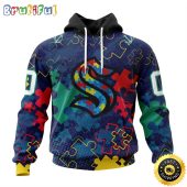 Personalized NHL Seattle Kraken Specialized Fearless Against Autism All Over Print 3D Hoodie Unisex Hoodie