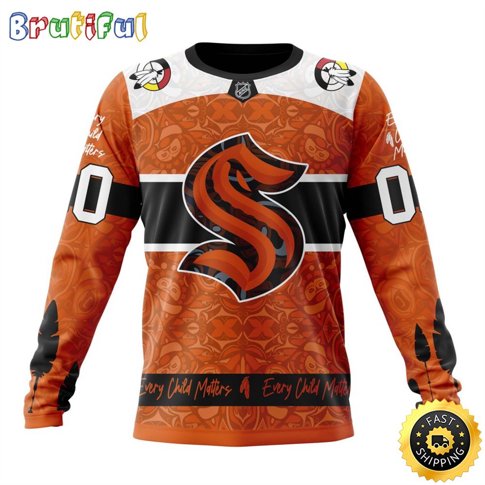 Personalized NHL Seattle Kraken Sweatshirt Specialized Design Support Child Lives Matter All Over Print Sweatshirt Unisex
