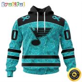 Personalized NHL St. Louis Blues All Over Print 3D Hoodie Special Design Fight Ovarian Cancer Gift For Football Fans