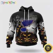 Personalized NHL St. Louis Blues All Over Print 3D Hoodie Special Design Pumpkins For Halloween