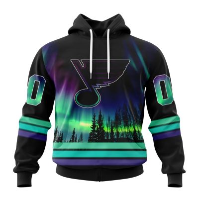 Personalized NHL St. Louis Blues Hoodie Special Design With Northern Lights All Over Print 3D Hoodie Unisex
